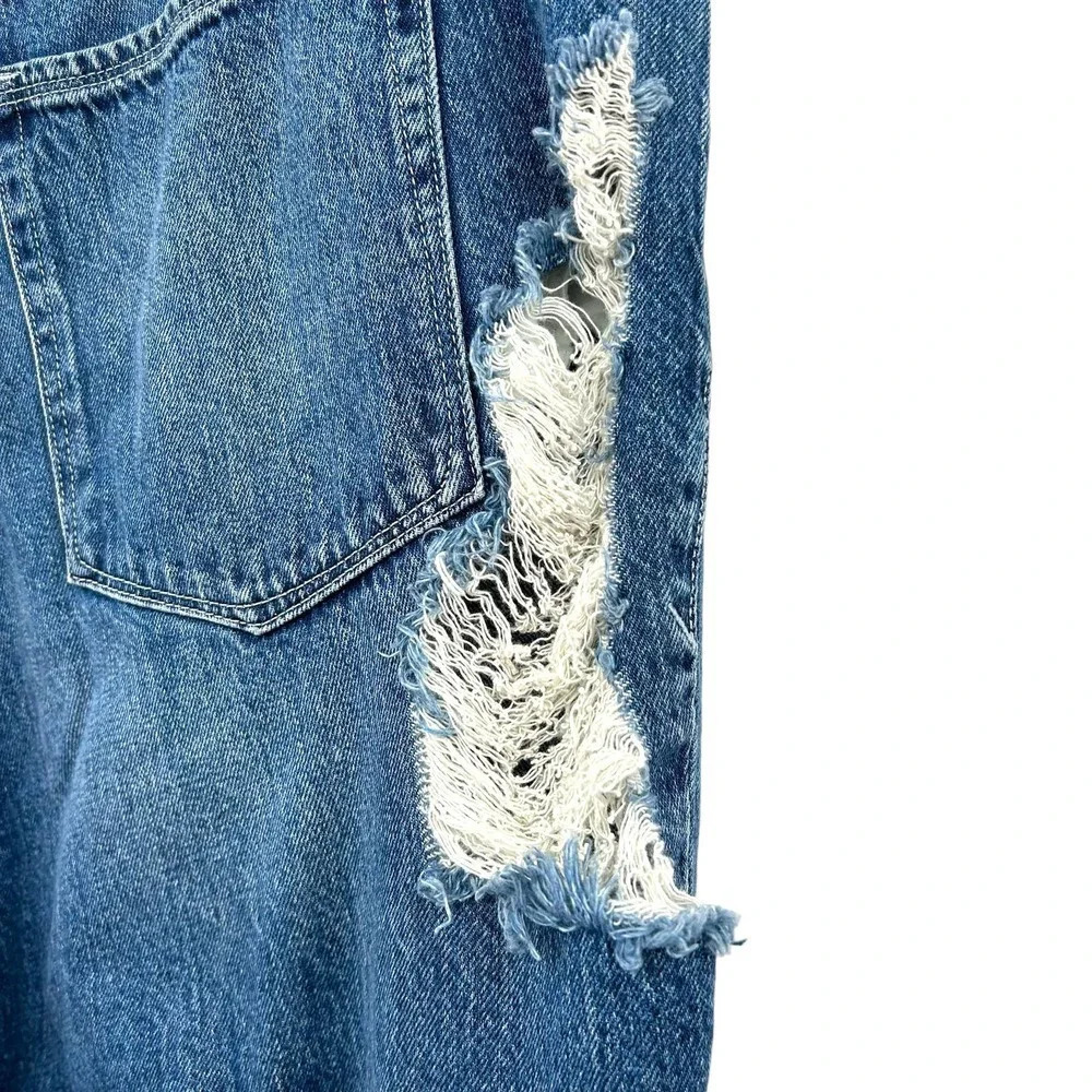 Good‎ American Good Vintage Ripped Ankle Straight Leg Jeans In Blue484 Size 20 - Picture 7 of 10